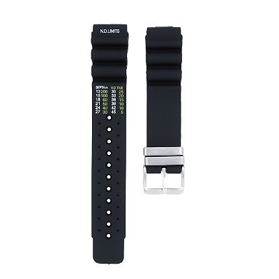 Pulseira para Relógio Compatível com Citizen Sport Marine Borracha Preto Encaixe 20mm/ Fecho 18mm