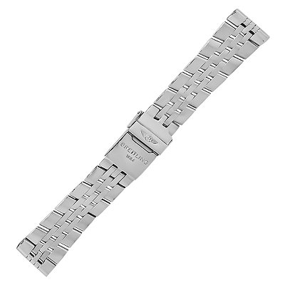Pulseira para Relógio Compatível com Breitling Navitimer/ Chronomat/ Blackbird Prata Encaixe 22mm