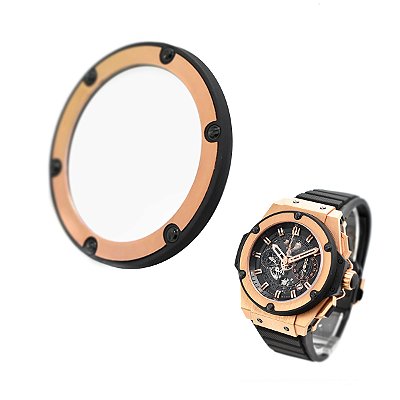 Bezel para Relógio Compatível com Hublot King Power Rosê com Parafusos Preto