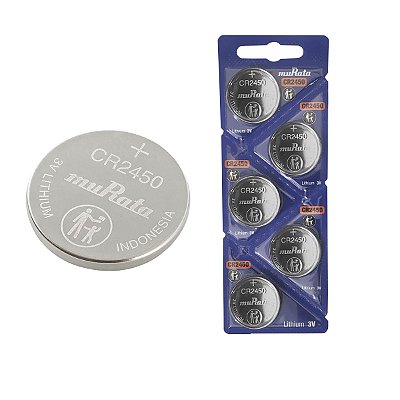 1 Cartelas 5 Unidades Bateria de Lítio Cr2450 3v Murata