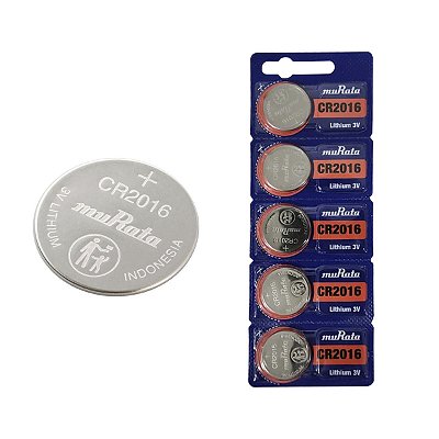 1 Cartela 5 Unidades Bateria de Lítio Cr2016 3v Murata