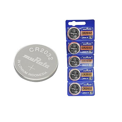 1 Cartela 5 Unidades Bateria de Lítio Cr2032 3v Murata