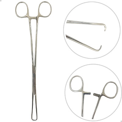 Pinça Pozzi Cirúrgica Em Aço Inox 24cm Para Colo Uterino ABC