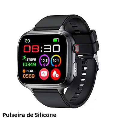 Relógio Inteligente Smartwatch Health Pro - Medidor de Glicose, ECG, Pressão Arterial