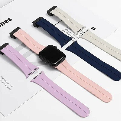 Pulseira de Silicone Magnética Dobrável 42mm/44mm/45mm/47mm/49mm