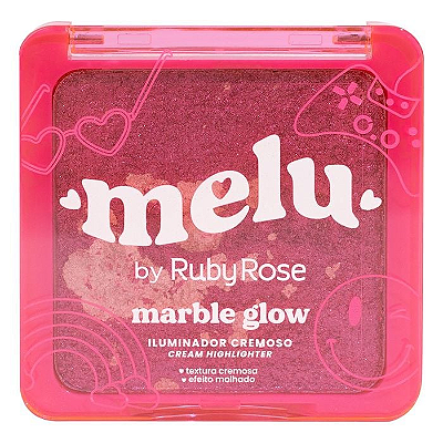 ILUMINADOR CREMOSO MARBLE GLOW NEON LIGHTS MELU - RUBY ROSE