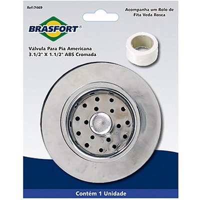 VALVULA AMERICANA 3.1/2" ABS CROMADO BRASFORT E-COMMERCE