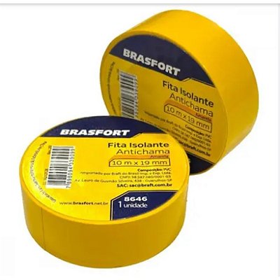 FITA ISOLANTE ANTICHAMA 10 MTS AMARELA BRASFORT