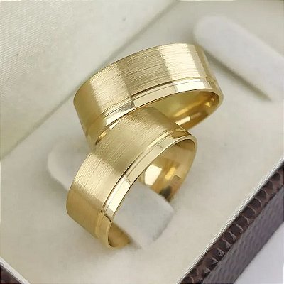 PAR DE ALIANÇA 10MM LIXADA COM FRISO