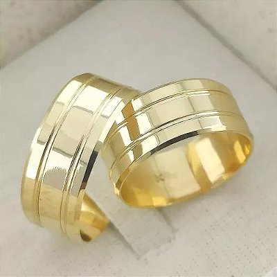 PAR DE ALIANÇA 10MM ITALIANA COM 2 FRISOS