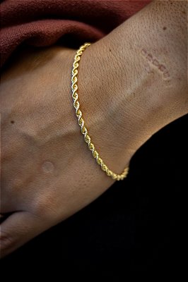 PULSEIRA CORDAO BAIANO DE 4mm - 18cm - BANHADO A OURO