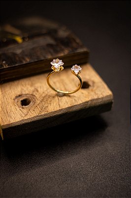 ANEL DOIS PINGO FE LUZ - BANHADO A OURO