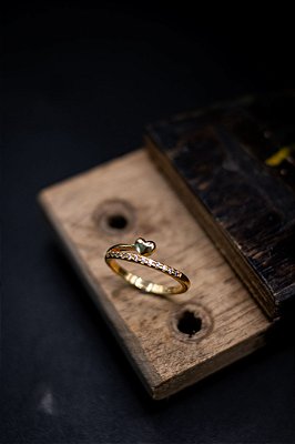 ANEL CORAÇÃO COM APARADOR - BANHADO A OURO