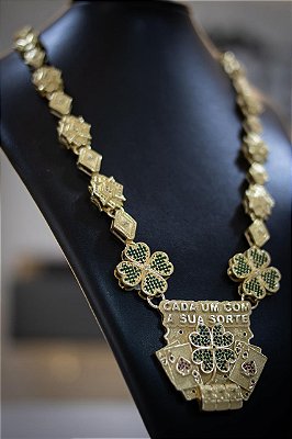 KIT CORRENTE POZE + PINGENTE CADA UM COM SUA SORTE - MOEDA ANTIGA