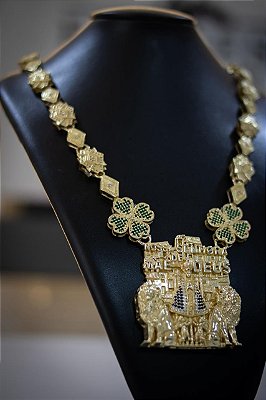 KIT CORRENTE POZE + PINGENTE MÃE DE DEUS - MOEDA ANTIGA