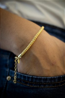 PULSEIRA DE BOLINHA COM TELA - BANHADO A OURO