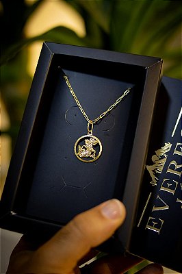 KIT CORRENTE + PINGENTE - BANHADO A OURO