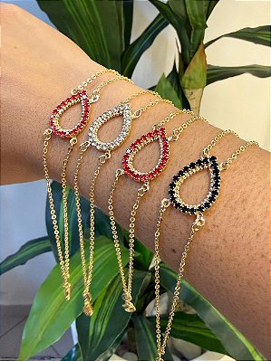 PULSEIRA GOTA CRAVEJADA - BANHADO A OURO