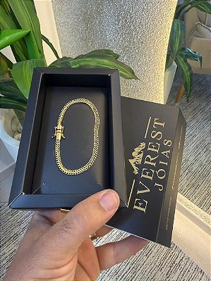 PULSEIRA ESTEIRA PITBULL - BANHADO A OURO