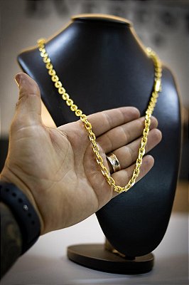 CORRENTE CADEADO QUINA DE 6MM - BANHADA A OURO