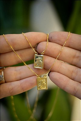 ESCAPULARIO - SÃO JORGE QUADRADO - BANHADO A OURO