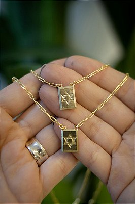 ESCAPULARIO - ESTRELA DE DAVI - BANHADO A OURO