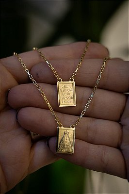 ESCAPULARIO - NOSSA SENHORA APARECIDA - BANHADO A OURO