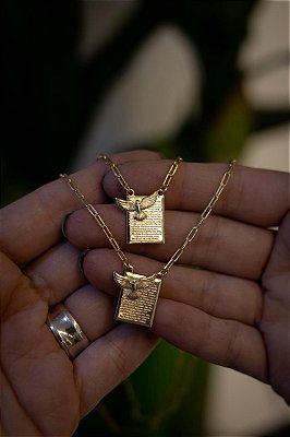 ESCAPULARIO - POMBA DA PAZ - BANHADO A OURO