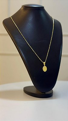 KIT CORRENTE CARTIER DE 2MM + PINGENTE CRUZ NA MEDALHA