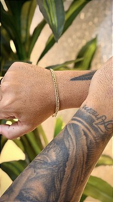 Pulseira Grumet Dupla 4mm Banhada a Ouro 18K