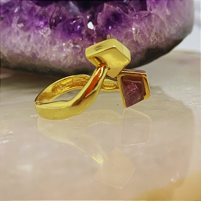 Anel de Ametista Joia Banhado Ouro