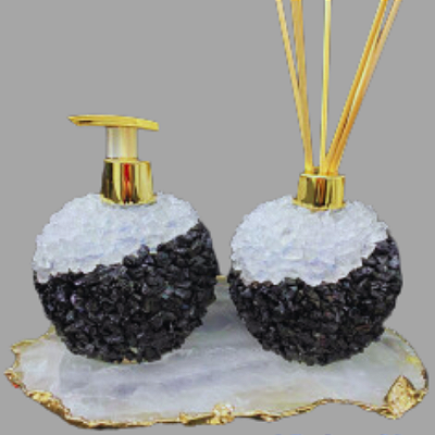 KIT SABONETEIRA E DIFUSOR  DE PEDRA BRUTA NATURAL CASA DECORAÇÃO