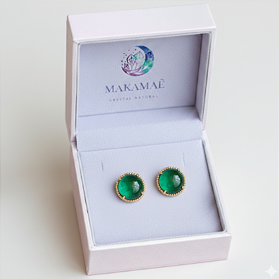 Brinco Quartzo Verde Banhado Ouro