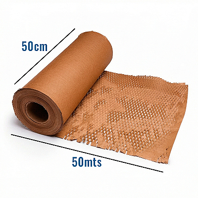 Bobina de Papel Colmeia Kraft Monolúcido - 50cm x 50MT