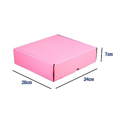 Caixa de Papelão Rosa Média - 26 x 24 x 7