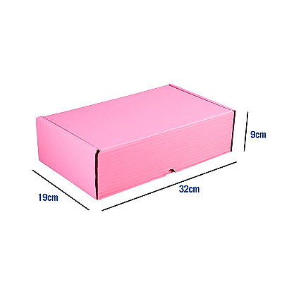 Caixa de Papelão Rosa Grande - 32 x 19 x 9