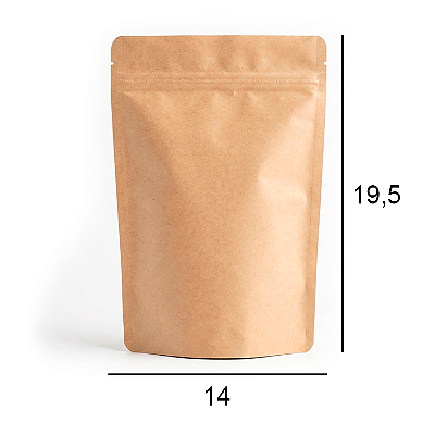 Saco Kraft Stand Up Pouch - Fecho Zip - 14 x 19.5