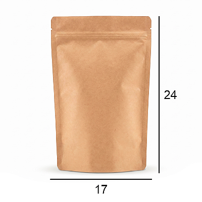 Saco Kraft Stand Up Pouch - Fecho Zip - 17 x 24