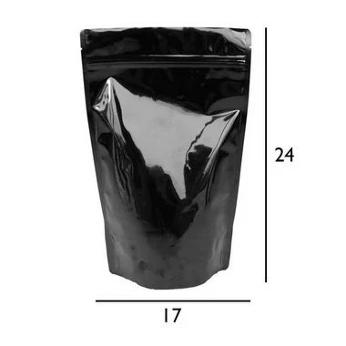 Saco Stand Up Pouch Preto - Fecho Zip - 17 x 24