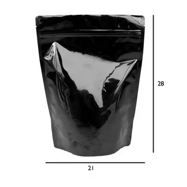 Saco Stand Up Pouch Preto - Fecho Zip - 21 x 28