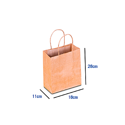 Sacola de Papel Kraft - P - 18 x 11 x 28 cm