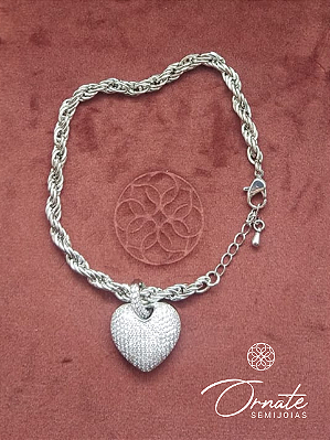 Pulseira com Pingente de Coração