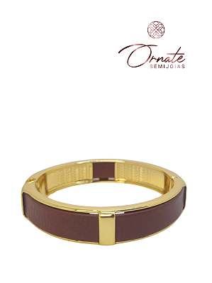 Bracelete Rígido Couro/Cereja