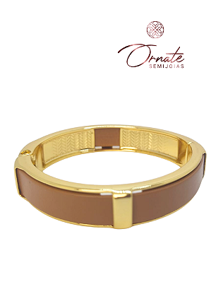 Bracelete Rígido Couro/Mocha
