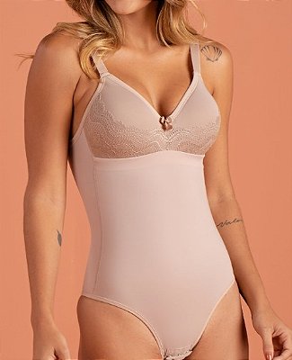 Modelador Com Bojo Sem Aro e Detalhe Em Renda Body Control