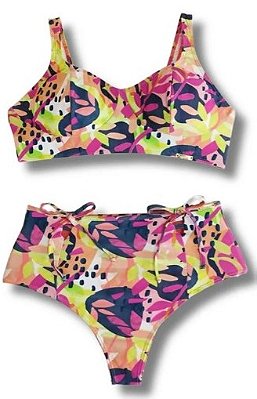 CONJUNTO TOP SEM BOJO E CALCINHA CÓS ALTO