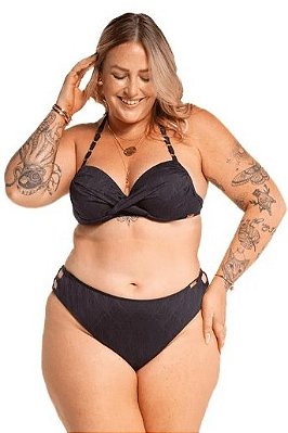 CONJUNTO TOP COM ARGOLAS CALCINHA TANGA CÓS ALTO