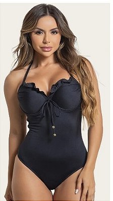 Maiô Feminino Com Bojo Bolha Babadinho E Laço Sensual com Decote