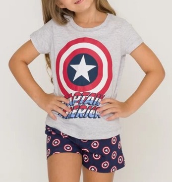 pijama do capitão america manga curta