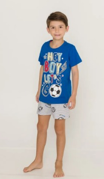 PIJAMA INFANTIL MASCULINO EVANILDA FUTEBOL EM ALGODÃO